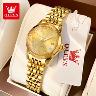 OLEVS Jam Tangan Perempuan Original Waterproof Quartz Stainless Steel Luminous Gold Watch Women 9931