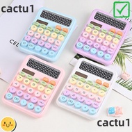 CACTU Mechanical Switch Calculator, 12 Digits Big Buttons Calculators Desktop, Cute Large LCD Displa