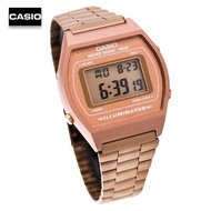 Velashop นาฬิกาข้อมือผู้หญิงคาสิโอ ดิจิตอล Casio Digital สายสเตนเลส - Pink Gold รุ่น B640WC-5ADF, B640WC-5A, B640WC