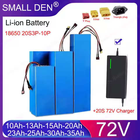 New 72V 10Ah 20AH 30Ah 18650 rechargeable lithium battery pack 20SS3P-10P 2800W With BMS For electri