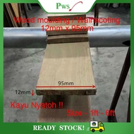 12x95 Wainscoting Frame / Wood Moulding / Wainscoting Decoration Bingkai Wood Rail Kayu Nyatoh Solid