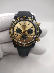 Seiko Mod Daytona Panda Gold Black