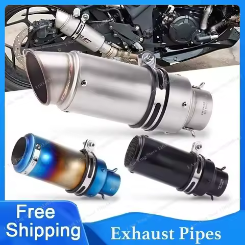 Universal 51mm Motorcycle Exhaust Pipes Muffler Steel With DB Killer For Kawasaki CFMOTO Yamaha R3 R