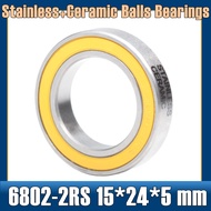 Vòng Bi Xe Đạp Ceramic 6802 - 2RS g 15*24*5 mm ABEC-5 6802 Vòng Bi Cho Hub Xe Đạp Linh Kiện Thay Thế