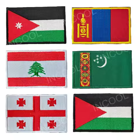 Georgia Jordan Lebanon Mongolia Palestine Turkmenistan Congo Embroidery Flag Patch Appliques Embroid