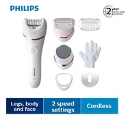 Philips Wet and Dry Cordless Epilator BRE730 with 7 accessories, exfoliating glove and storage pouch