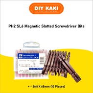 [1 Piece] PH2 SL6 SLOTTED SCREWDRIVER BITS [65MM 100MM] Magnetic Screwdriver Bit Screwdriver Bits