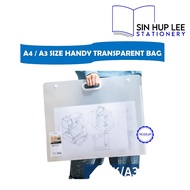 A4/A3 Size Drawing Handy Transparent Bag/For Draft Drawing Purpose/ Beg Lukisan