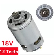 มอเตอร์DC RS550 12V/16.8V/18V/21V พร้อมกล่องเกียร์แรงบิดสูงและความเร็วเดียว9/12ซี่สำหรับสว่านไฟฟ้า/ไ