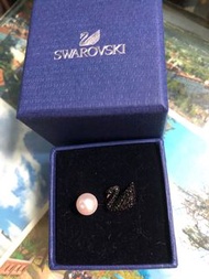 正品Swarovski 黑天鵝珍珠戒指