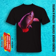 kaos gambar ikan awarna red green golden jardini ukuran anak &amp; dewasa - arwana 18 anak 4-5 thn