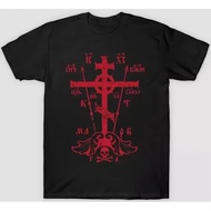 Men's Russian Orthodox Faith T-Shirt with Cyrillic Cross & Jesus Salvation Print Soft Church Clothin