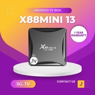 [ONE DELIVERY] X88MINI 13 | ANDROID TV BOX | ANDROID | TV BOX | FULL HD | HD | PREMIUM | MYIPTV4K | DUAL BAND WIFI | 4GB RAM | 32GB ROM | ONE YEAR WARRANTY | READY STOCK [SUPPORT LOCAL]