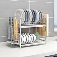 STAINLESS STEEL 2 TIER DISH RACK / UTENSIL AND KNIFE AND CHOPPING BOARD HOLDER / RAK PINGGAN 2 TINGKAT SUS 304