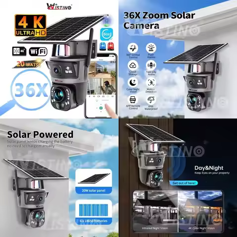 20W 4G Solar Panel Camera 4K 36X Zoom Night Vision Detection Wireless Home Security Real Time Ubox S