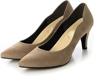 IKEPLUS 379 Pumps Beautiful Leg Style Flower Cut Pumps Dark Beige Suede, dark beige suede, 21.5 cm 2