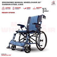 Fresco Manual Ergonomic Wheelchair Carbon Steel 20” Rear Wheel Foldable Lightweight FAC867AI-20