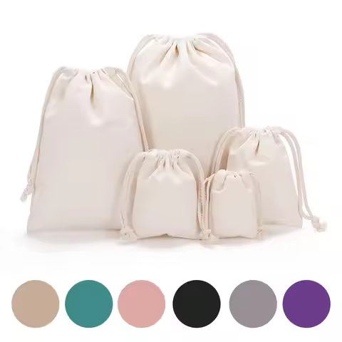 Cotton Linen Drawstring Storage Bags Christms Wedding Gift DIY Plain Pouch Reusable Home Organize Du