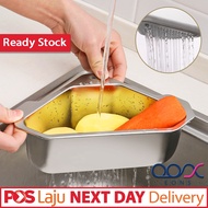 SMOOTH EDGE 💖 304 Stainless Steel Kitchen Sink Drain Basket Triangle Hanging Corner Strainer Basket Storage Kitchenware