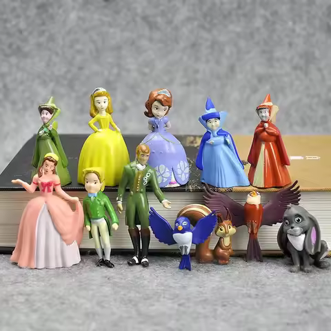 3-4cm 12pcs/Lot Sofia the First Figures Princess Sophia Amber Cilo Prince James Queen Miranda Bird C