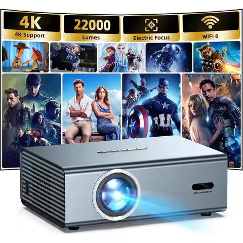 4K WiFi6 Outdoor Projector with Bluetooth 5.3, Ideal for Video Gaming and Movies, Auto Keystone Corr