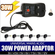 Universal Mains AC/DC Switching 30W Power Adaptor Supply Plug Charger 3v to 12v