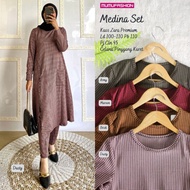 New Setelan Baju Tunik dan Celana Wanita Muslimah Motif Kotak2 MEDINA