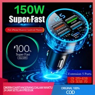 Car mobile phone Fast Charger, 6 Port 150W Car Charger Charger PD QC3.0 Type-c Fast Charging Car Cha