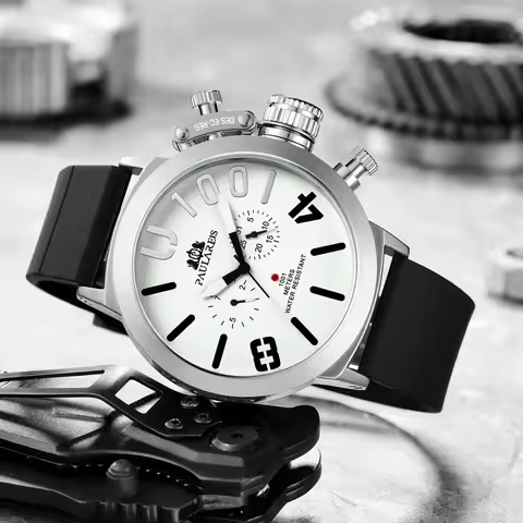 Automatic Mens Watch Self Wind Mechanical Rubber Strap Black Silver Boat Case Orange Blue Yellow Gre