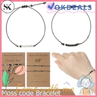 SK Women and Men Moss Code I love you Woven Ornament Bracelet Anklet Anniversary Jewelry Gift Wax Th