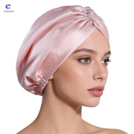 CORSAKI Silk Satin Hair Bonnet, Adjustable Smooth Mulberry Silk Wrap, Premium Luxury Satin Fabric Br