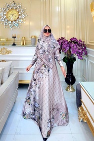 Kamela Set Hijab Arsyakayla | Gamis Premium Armani Silk | Gamis Set Jilbab Segi Empat