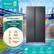 Hisense 660L Side By Side 2 Door Inverter Refrigerator - (Black/Silver) RS708N4ASN1/ RS708N4ABN1