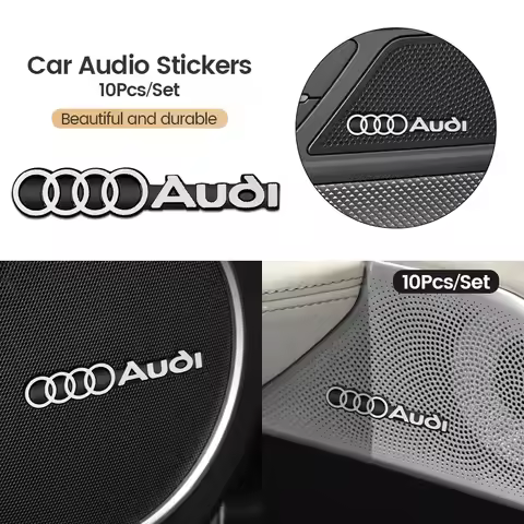 10pcs For Audi A1 A3 A4 B8 8P 8V A6 C7 A5 Q5 B7 B6 B9 A7 A8 RS Q3 Q7 Q2 car audio decorate 3D Alumin