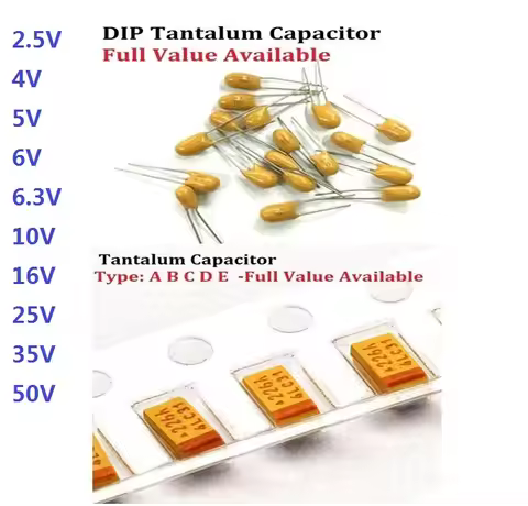 10pcs Tantalum Capacitor A B C D 476 106 6.3V 10V 16V 25V 35V 0.22/1/2.2/4.7/6.8/10/22/33/47/68/100/