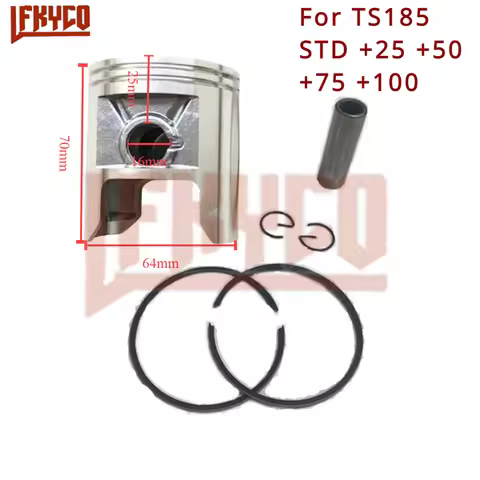 Engine Parts 64mm Big Bore STD +25 +50 +75 +100 Piston for Suzuki TS185 185cc TS 185 Cylinder Pin 16
