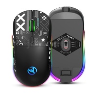 HXSJ T90 2.4G Three-mode Wireless Mouse 800-3600DPI Adjustable RGB Backlight 750mAh Type-C Rechargea