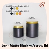 ☜ↂ❈Glass Jar (Candle Jar) - Matte Black with screw lid (120ml / 250ml capacity)