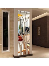 1套銀色3d亞克力樹枝牆貼,可拆卸牆藝裝飾,適用於客廳、餐廳、門廳、電視背景牆、辦公室、臥室等家居裝飾