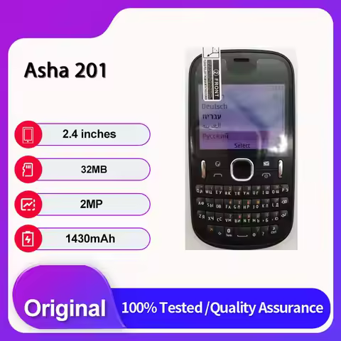 Original Unlocked Asha 201 Single Sim QWERTY Keyboard 2G Bluetooth Mobile Phone Russian Arabic Keybo