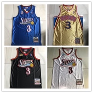 Full Embroidered Jersey Philadelphia 76ers No . 3 Allen Iverson Basketball Jersey Vest