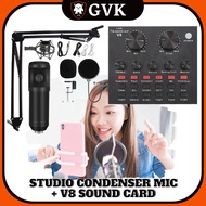 CONDENSER MIC WITH V8 SOUND CARD BM800 Microphone Set Livestream Karaoke Mobile Phone Smartphone BM8