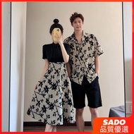 【SADO】小众设计感情侣装夏季2024新款韩版短袖T恤女连衣裙法式 Niche Design Sense Couple Wear Summer 2024 New Style Korean Versi
