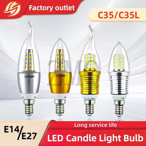 10pcs LED Bulb Candle E14 E27 5W 7W 9W 12W Golden Aluminum Bulb AC 220V Lamp Cool Warm White A luxur