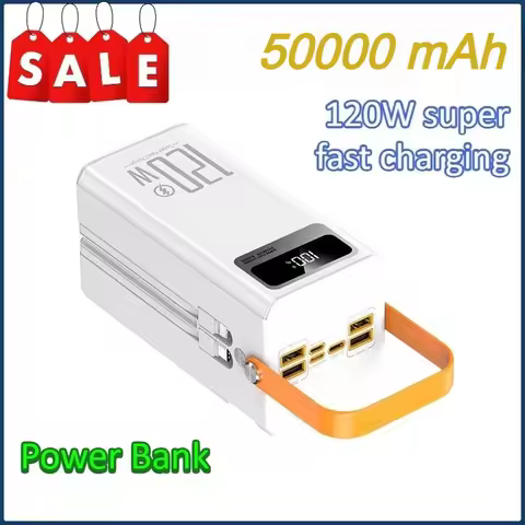 Power Bank 50000mAh 120W Fast Charging Power Station Outdoor Emergency Power Bank with Detachable Do