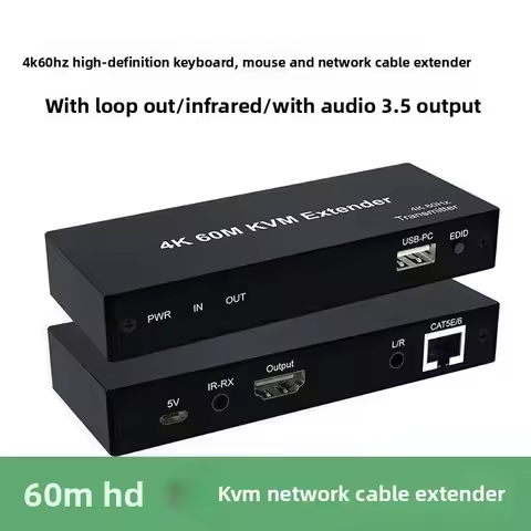 4K 60Hz 60M HD KVM Extender over Cat6 HD USB KVM Rj45 Ethernet Extender EDID HDCP2.2 Support Mouse K