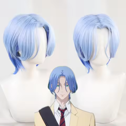 SK∞ Langa Cosplay Wig SK8 the Infinity SK Eight Langa Hasegawa Light Blue Short Straight Middle Part