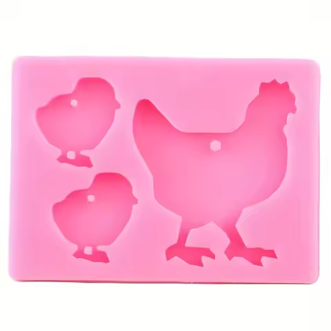 1pcHen Family Key Ring Pendant Silicone Mold，Resin Clay Chicken Animal Silicone Mold，forDIYChocolate