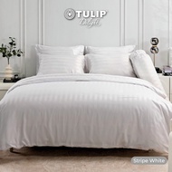 (NEW) TULIP รุ่นTULIP Delight สีขาวลายริ้ว Stripe White ทอแจ๊คการ์ด บนเนื้อผ้า ชุดเครื่องนอน ผ้าปูที