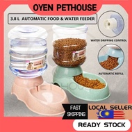 3.8 L HIGH VOLUME AUTOMATIC PET FEEDER CAT DOG FOOD WATER DISPENSER BEKAS MAKANAN MINUMAN AUTOMATIK 